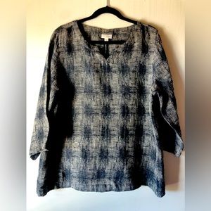 PureJill Women’s L Slub Linen Blouse Yoga Summer Beach Boho Eclectic Travel